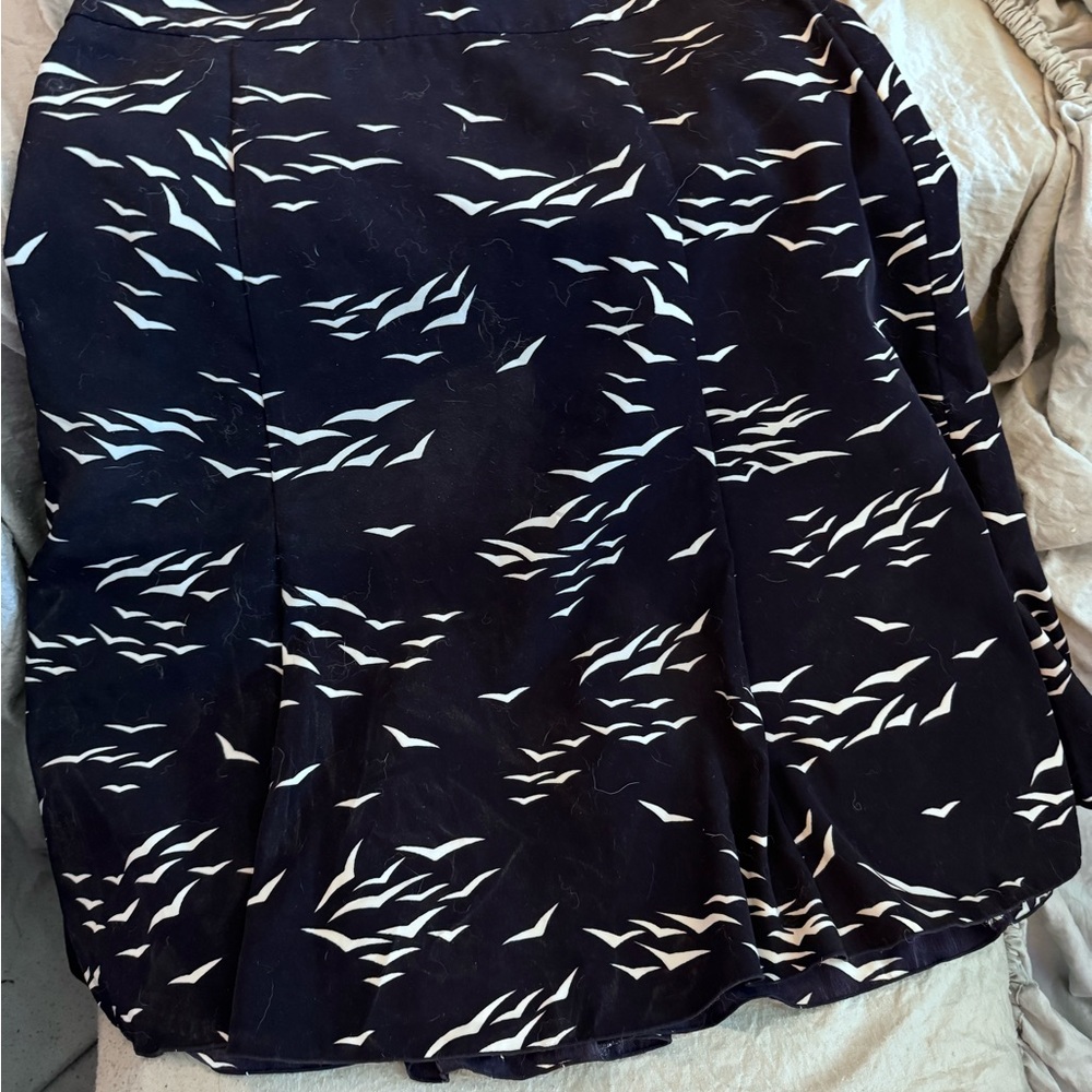 Banana Republic Navy and White A-Line Skirt